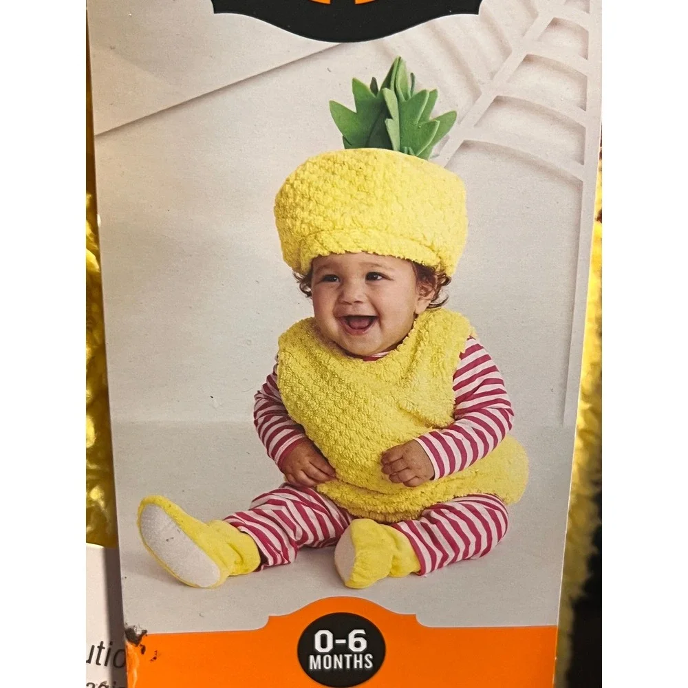 Infant Girls & Boys 0-6 Months Plush Yellow Pineapple Baby Halloween Costume